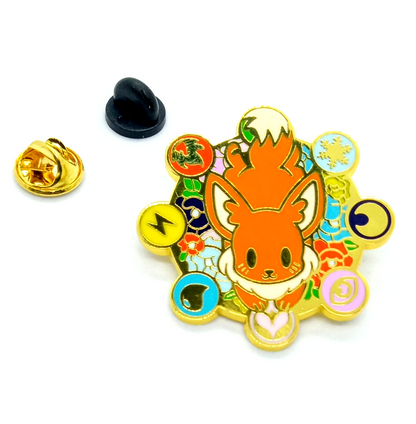 EEVEE ELEMENT STONE PIN Pokemon Eeveelutions Kawaii Gift Lapel Enamel Brooch