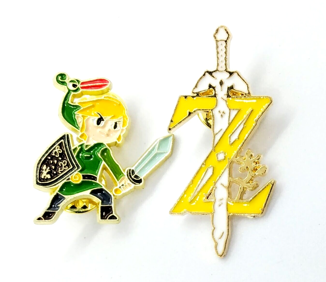 ZELDA PIN SET (2pcs) Link + "Z" Master Sword Enamel Brooches Lapel Backpack Gift