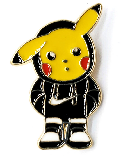 NIKE PIKACHU PIN Pokemon Black Hoodie Swoosh Apparel Anime Enamel Lapel Brooch