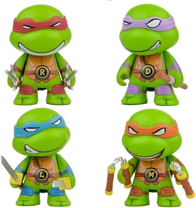 TEENAGE MUTANT NINJA TURTLES FIGURINES (4pcs) ~2.9" Four TMNT PVC Action Figures