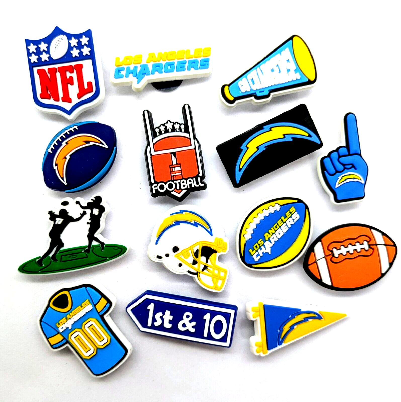 LOS ANGELES CHARGERS SHOE CHARMS (14pcs) Football Cool Gift Accessories Set Lot