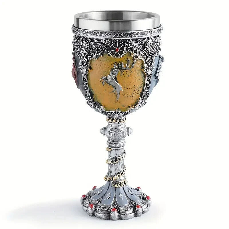 GAME OF THRONES CHALICE Silver House Sigil Goblet Cup Fantasy Glass (Cool Gift!)