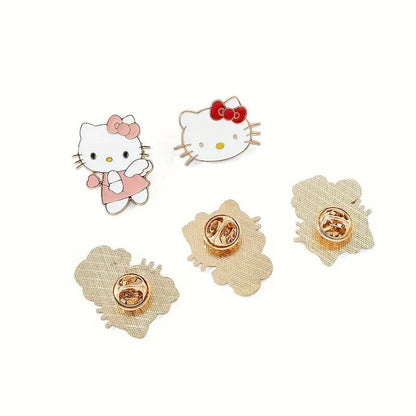 HELLO KITTY PIN SET (5pcs) Classic Cartoon Cute Gift Enamel Lapel Brooch Lot