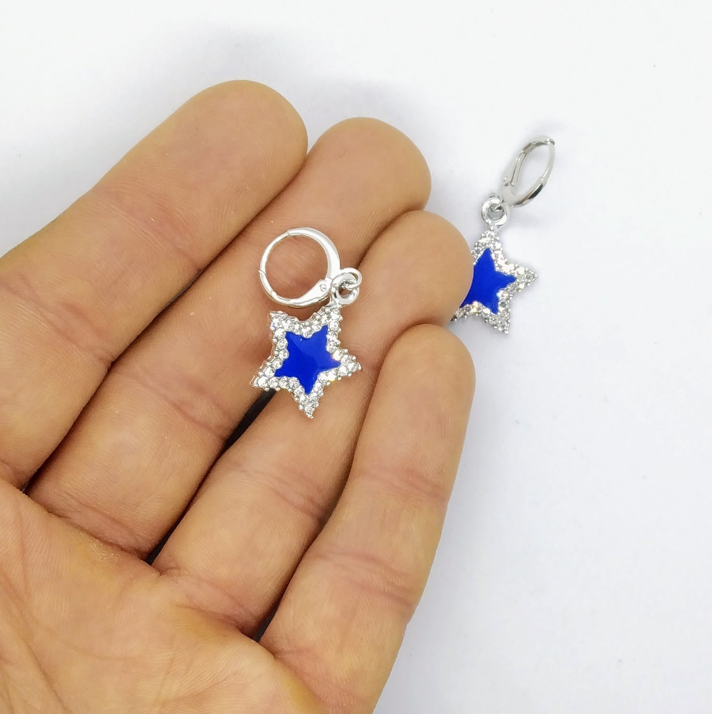 DALLAS COWBOYS SMALL GEM EARINGS Blue/Silver Star Logo Pendants Girl's Gift