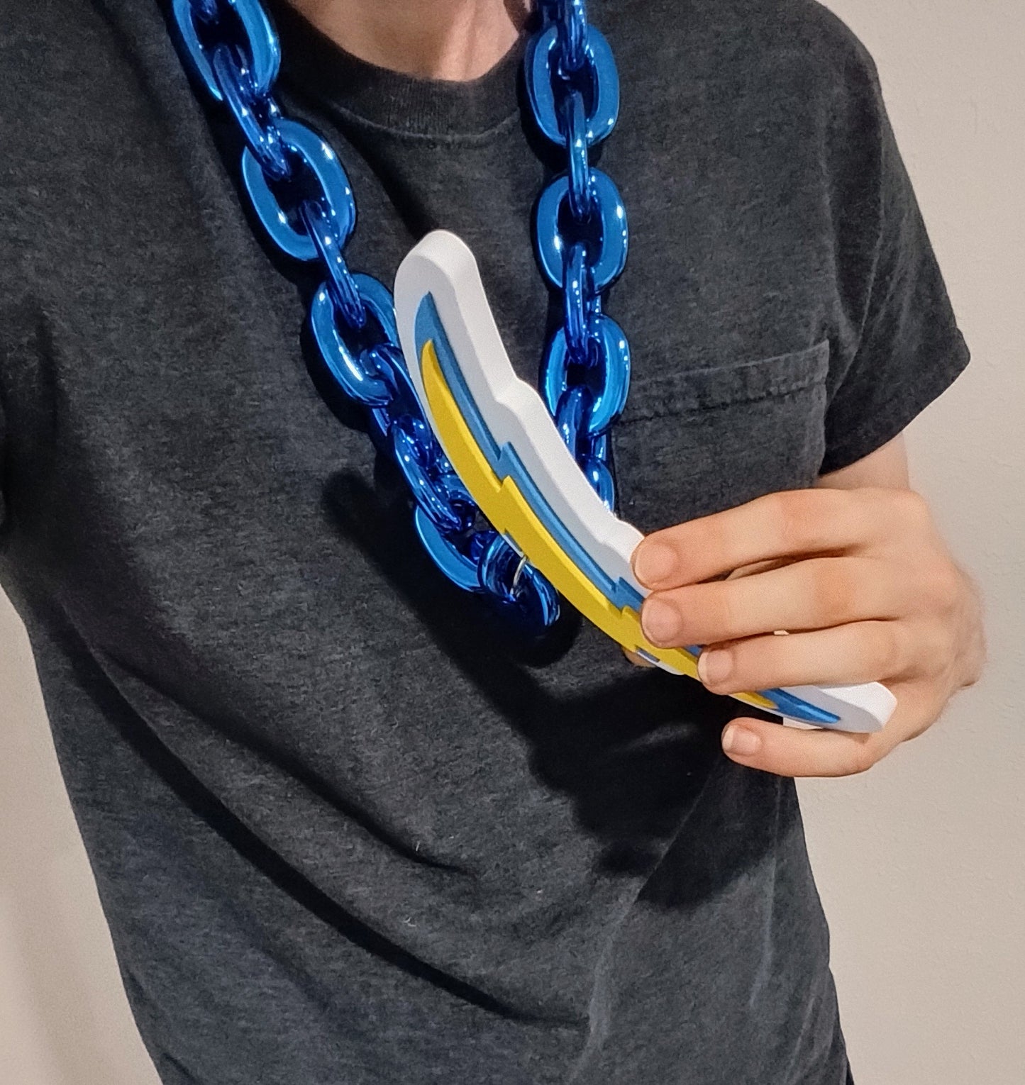 LOS ANGELES CHARGERS FOAM NECKLACE Blue Chain Large/Big Light-Weight Durable