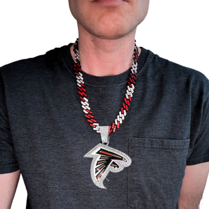 ATLANTA FALCONS GEM NECKLACE Color-Match Bling NFL Football Hip Hop Pendant & 22.5" Chain