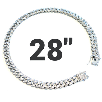 28 INCH - Silver 13mm Straight Gem Link Chain Necklace
