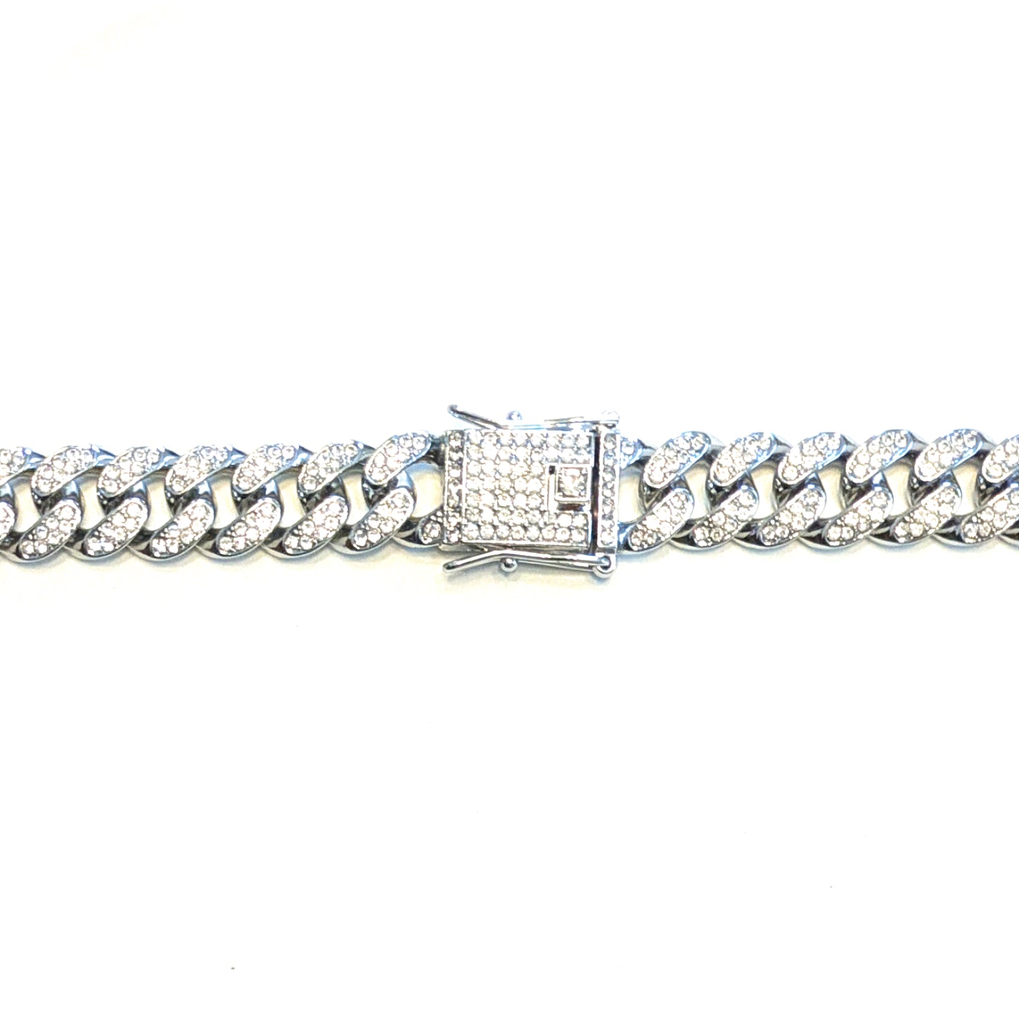 24 INCH - Silver 13mm Straight Gem Link Chain Necklace