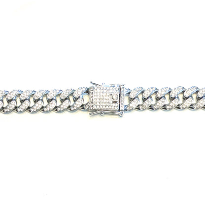 24 INCH - Silver 13mm Straight Gem Link Chain Necklace