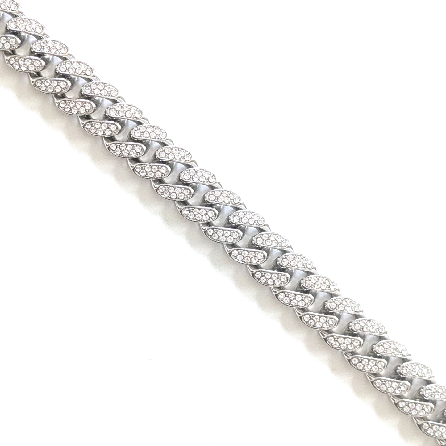 24 INCH - Silver 13mm Straight Gem Link Chain Necklace