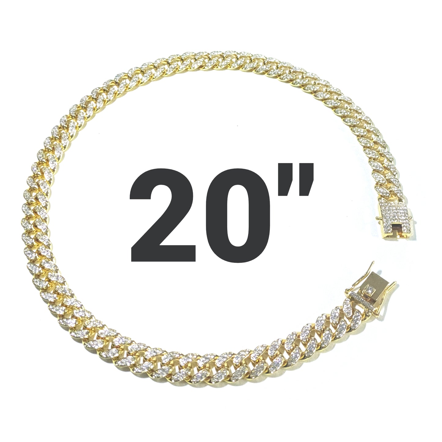 20 INCH - Gold 13mm Straight Gem Link Chain Necklace