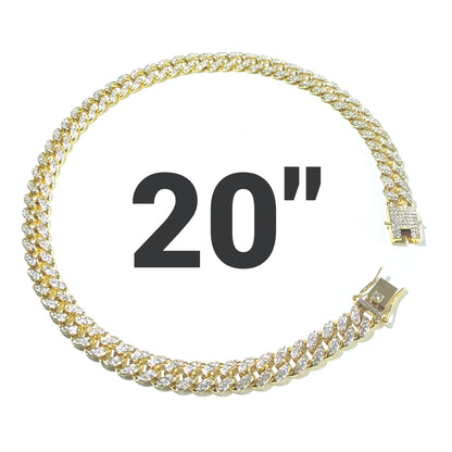 20 INCH - Gold 13mm Straight Gem Link Chain Necklace