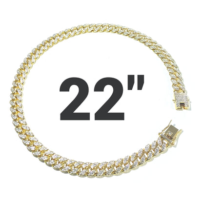 22 INCH - Gold 13mm Straight Gem Link Chain Necklace