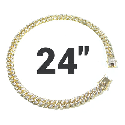 24 INCH - Gold 13mm Straight Gem Link Chain Necklace
