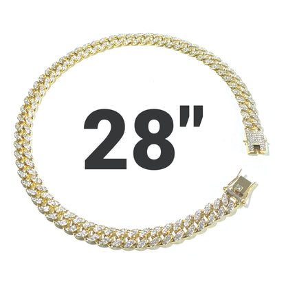 28 INCH - Gold 13mm Straight Gem Link Chain Necklace