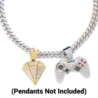 24 INCH - Silver 13mm Straight Gem Link Chain Necklace