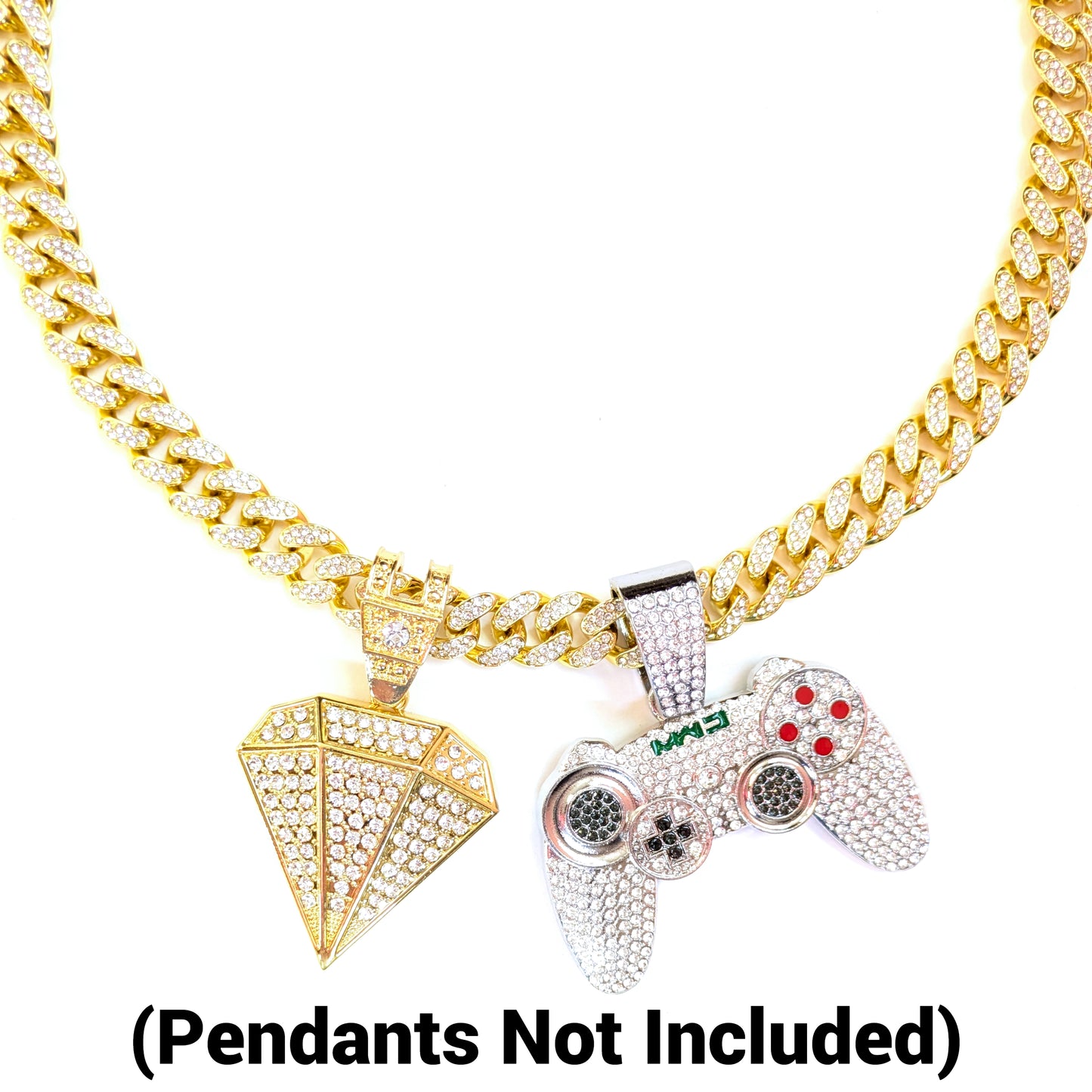 24 INCH - Gold 13mm Straight Gem Link Chain Necklace