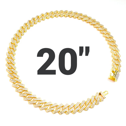 20 INCH - Gold 14mm Tilted Gem Link Chain Necklace