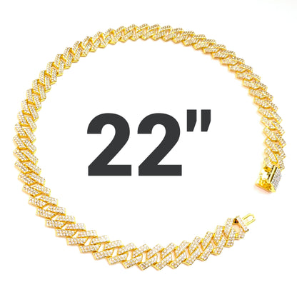 22 INCH - Gold 14mm Tilted Gem Link Chain Necklace