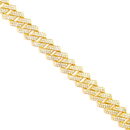 22 INCH - Gold 14mm Tilted Gem Link Chain Necklace