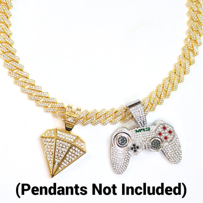 22 INCH - Gold 14mm Tilted Gem Link Chain Necklace