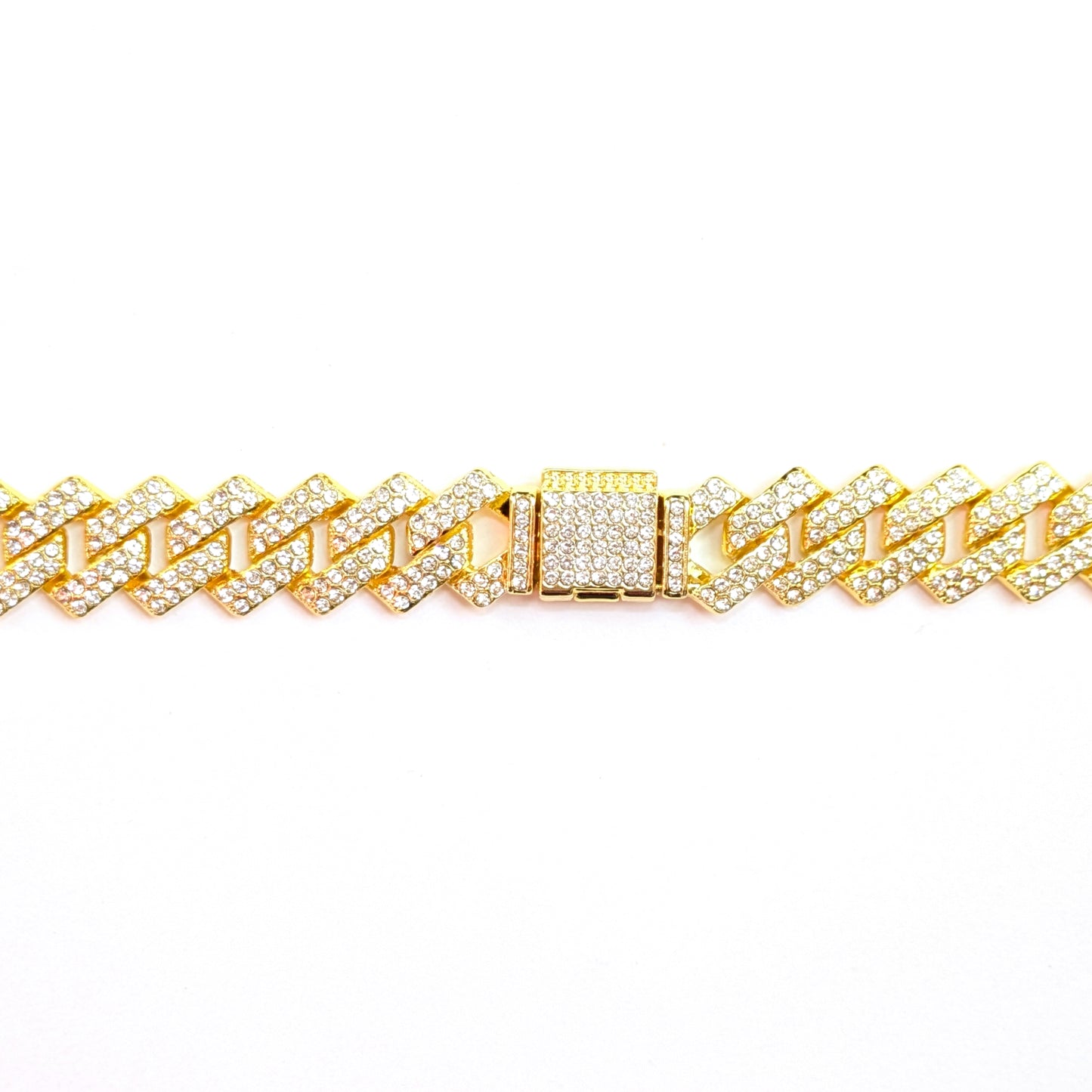 22 INCH - Gold 14mm Tilted Gem Link Chain Necklace