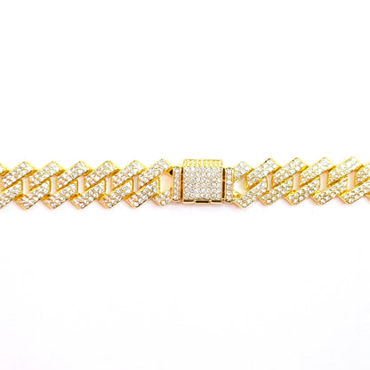 22 INCH - Gold 14mm Tilted Gem Link Chain Necklace