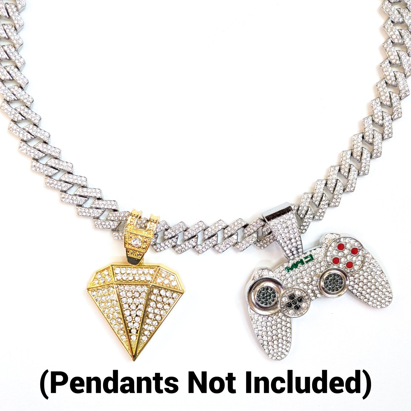 24 INCH - Silver 14mm Tilted Gem Link Chain Necklace