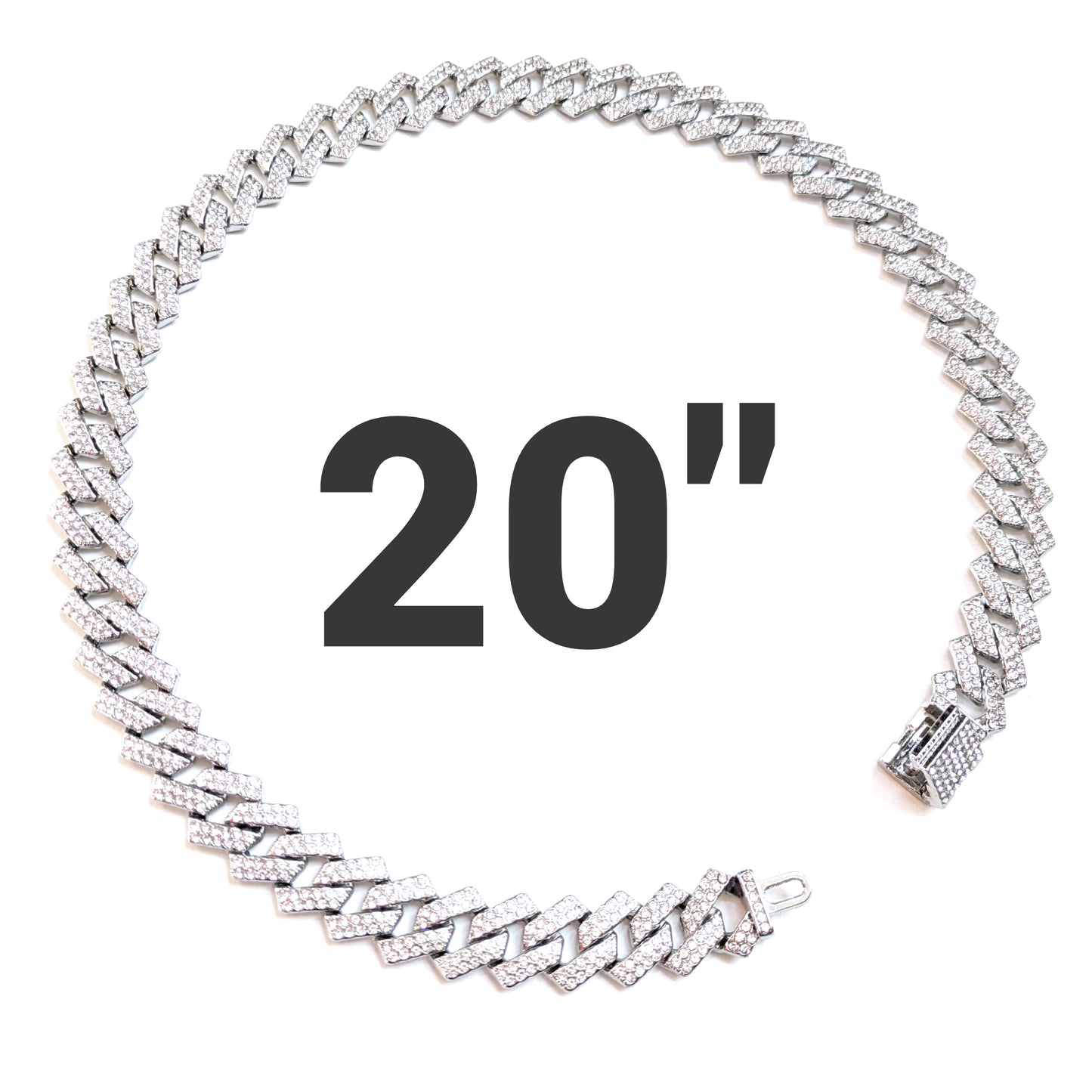 20 INCH - Silver 14mm Tilted Gem Link Chain Necklace