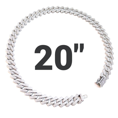 20 INCH - Silver 14mm Tilted Gem Link Chain Necklace