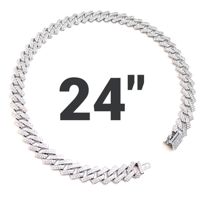 24 INCH - Silver 14mm Tilted Gem Link Chain Necklace