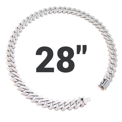28 INCH - Silver 14mm Tilted Gem Link Chain Necklace