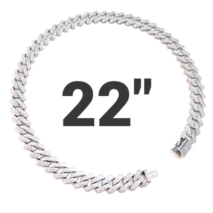 22 INCH - Silver 14mm Tilted Gem Link Chain Necklace