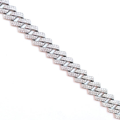 24 INCH - Silver 14mm Tilted Gem Link Chain Necklace