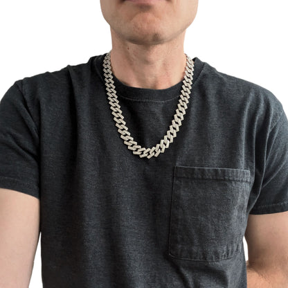 22 INCH - Silver 14mm Tilted Gem Link Chain Necklace