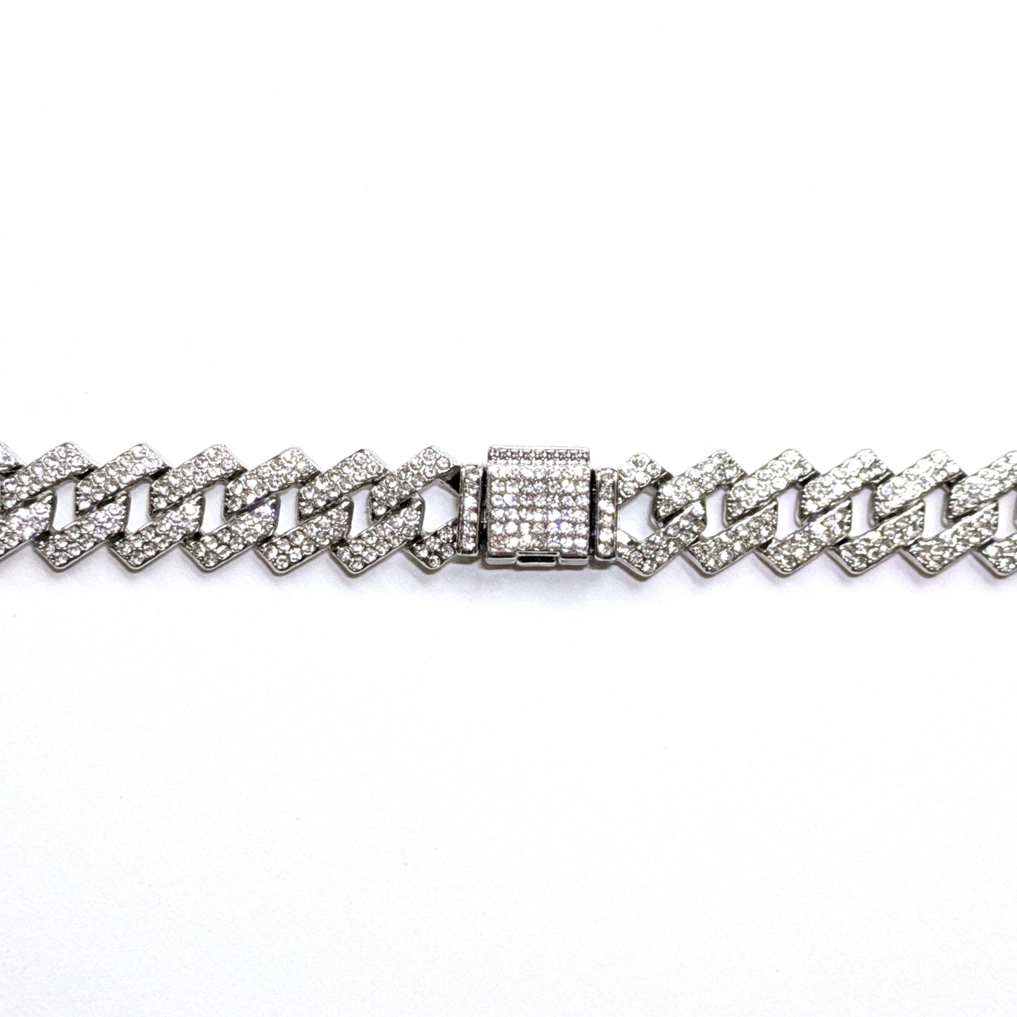 24 INCH - Silver 14mm Tilted Gem Link Chain Necklace