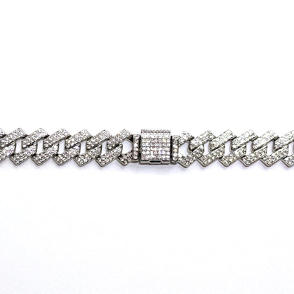 24 INCH - Silver 14mm Tilted Gem Link Chain Necklace