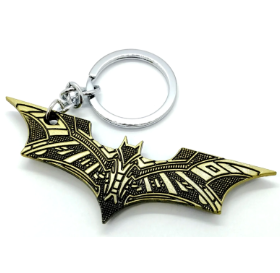 BATMAN KEYCHAIN Gold Thick Bat Logo Intricate Design Key Chain/Keyring