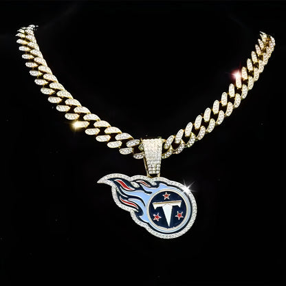 TENNESSEE TITANS GEM NECKLACE Gold Bling NFL Football Hip Hop Pendant & 20"-28" Chain