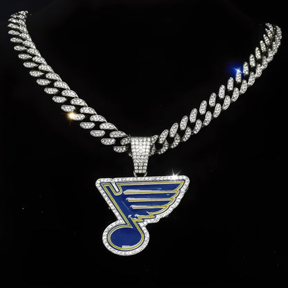 ST. LOUIS BLUES GEM NECKLACE Silver Bling NHL Hockey Hip Hop Pendant & 20"-28" Chain