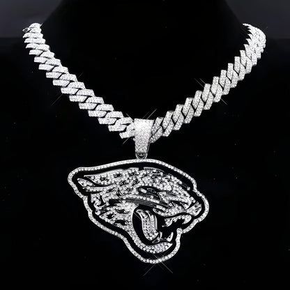 JACKSONVILLE JAGUARS GEM NECKLACE Iced-Out Bling NFL Football Hip Hop Pendant & 20"-28" Chain