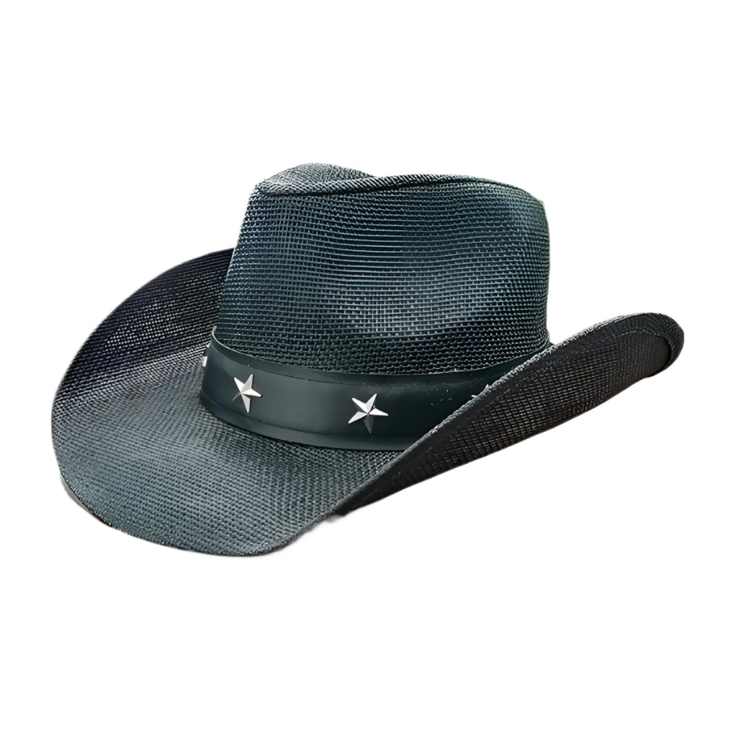 STRAW COWBOY HAT Men & Woman Adult Size - Black with Stars