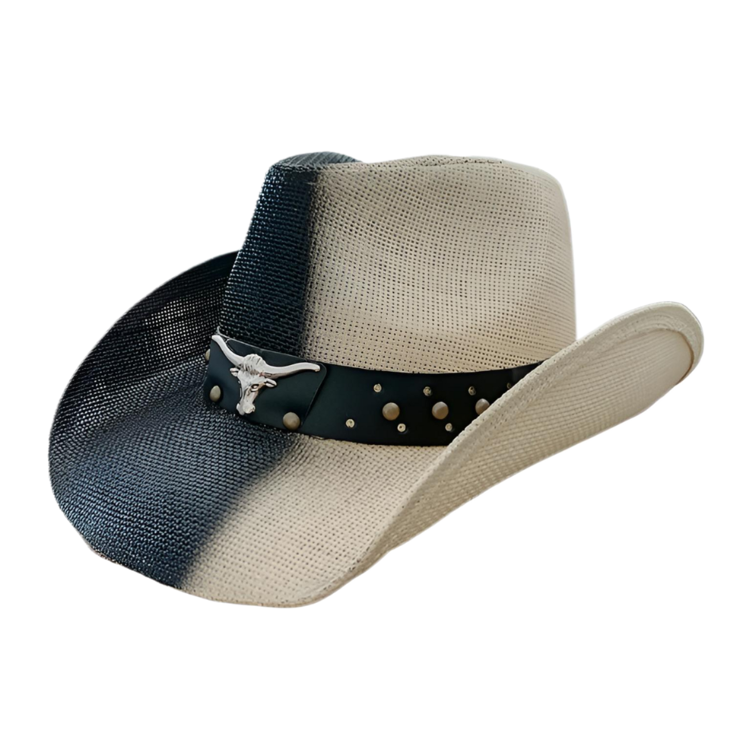 STRAW COWBOY HAT Men & Woman Adult Size - Black and Beige