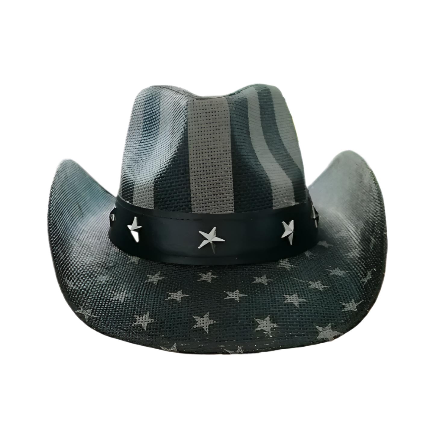STRAW COWBOY HAT Men & Woman Adult Size - Black USA Flag Print 2
