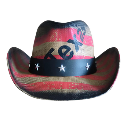 STRAW COWBOY HAT Men & Woman Adult Size - Texas Print