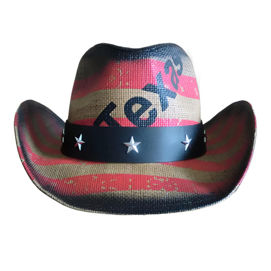 STRAW COWBOY HAT Men & Woman Adult Size - Texas Print