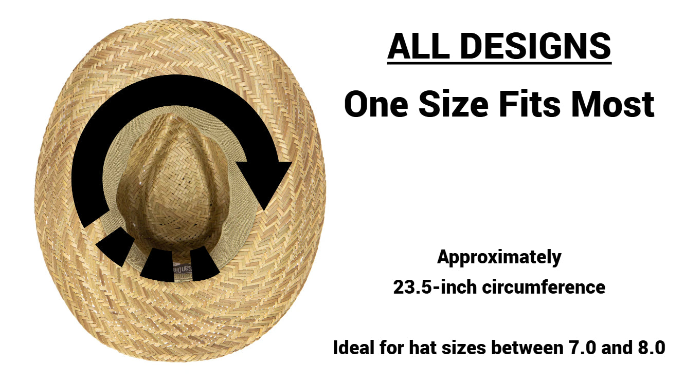 STRAW COWBOY HAT Men & Woman Adult Size - Black with Longhorn Accent