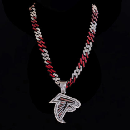 ATLANTA FALCONS GEM NECKLACE Color-Match Bling NFL Football Hip Hop Pendant & 22.5" Chain