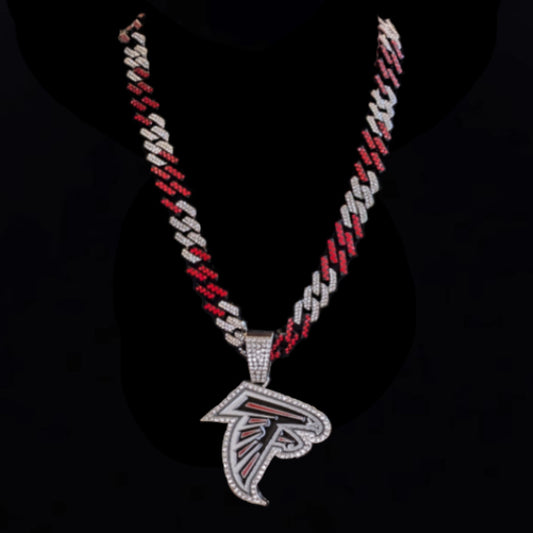 ATLANTA FALCONS GEM NECKLACE Color-Match Bling NFL Football Hip Hop Pendant & 22.5" Chain