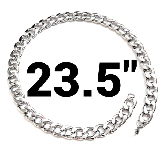 23.5 INCH - Silver 15mm Stainless Steel Link Chain Necklace